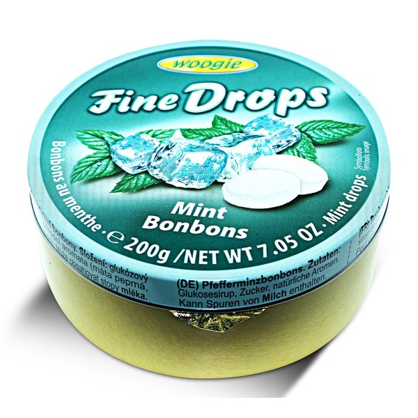 Woogie, German Fine Drops Sanded Mint Candy Tin 200gr (Minzgeschmack) (3 pcs)