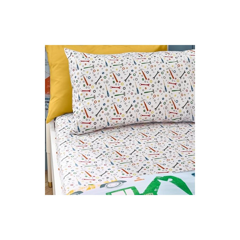 Catherine Lansfield Kids Digger Dreams Single Fitted Sheet Blue