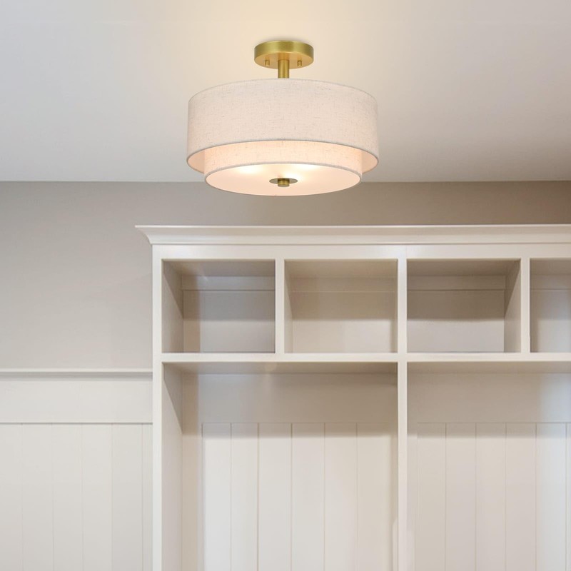 XiNBEi Lighting 3 Light Semi Flush Mount Light, Close to