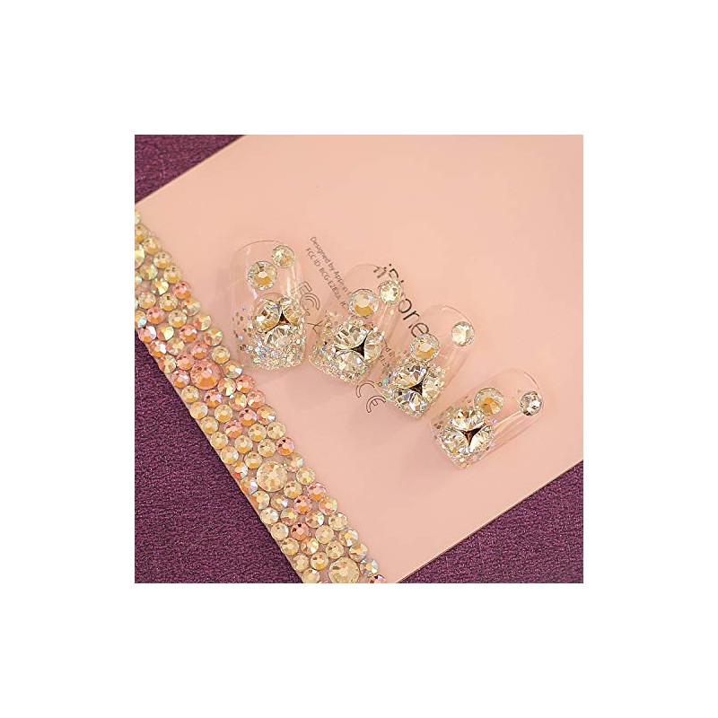 24 Pieces French Nail Tips 3D Decoration Light Powder Bling