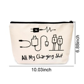 Charging Cable Organiser Bag for Travel Backpack Accessories Funny Makeup Bag Gifts for Men Women Christmas Birthday Gift for Friend Daughter Charger Organiser with Zipper Toiletry Pouch