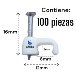 Grapa Para Cable Plano 3x6mm Bolsa C 100pz                                                                                                            