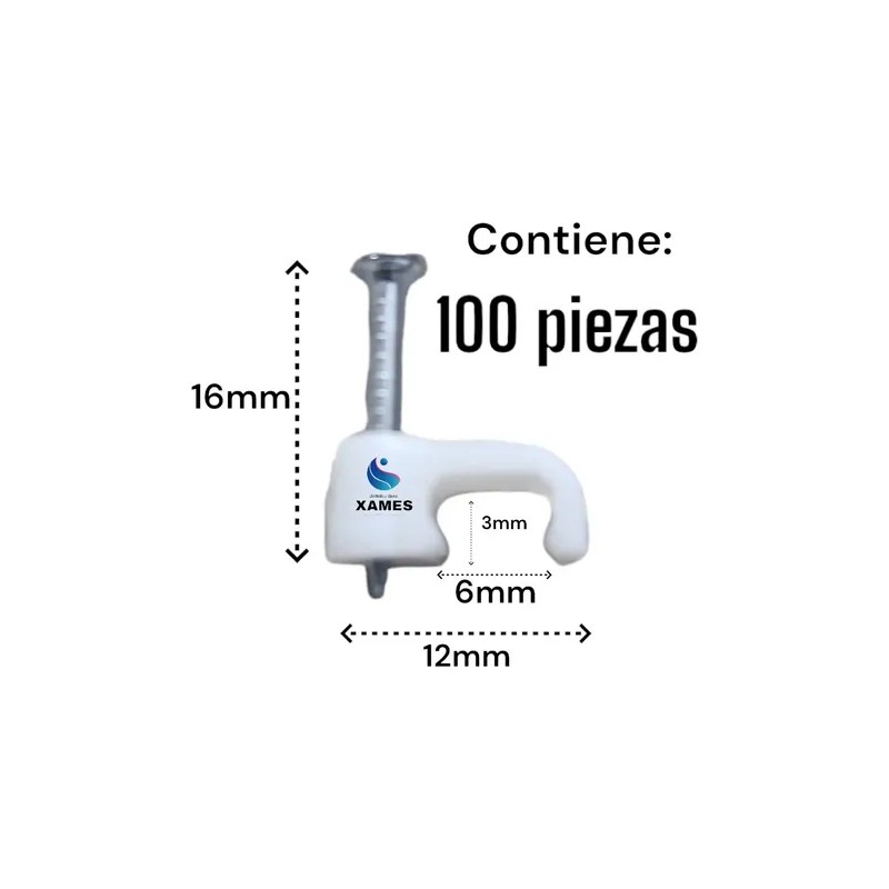 Grapa Para Cable Plano 3x6mm Bolsa C 100pz
