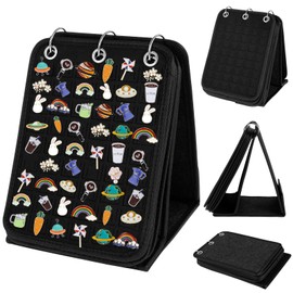 Foribyw Pin Display Holder Large Capacity Felt Brooch Pin Display Binder 5 Pages Holds Up 270 Enamel Pins Foldable Ear Studs Display Pages Portable Jewelry Organizer