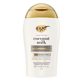 OGX Nourishing + Coconut Milk Moisturizing Conditioner, Hydrating & Restoring Conditioner Moisturizes for Soft Hair After the First Use, Travel Size, TSA-Compliant, 3 fl. oz
