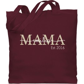 Geschenk mit Namen personalisiert by Shirtracer - Cotton Bag - Mum Mum Gift for Mother's Day, 3 Bordeaux red, Unit size