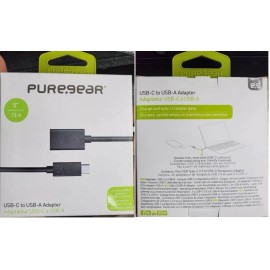 Puregear 5 inch USB-C (Male) to USB-A (Female) Adapter - Black / 61311PG
