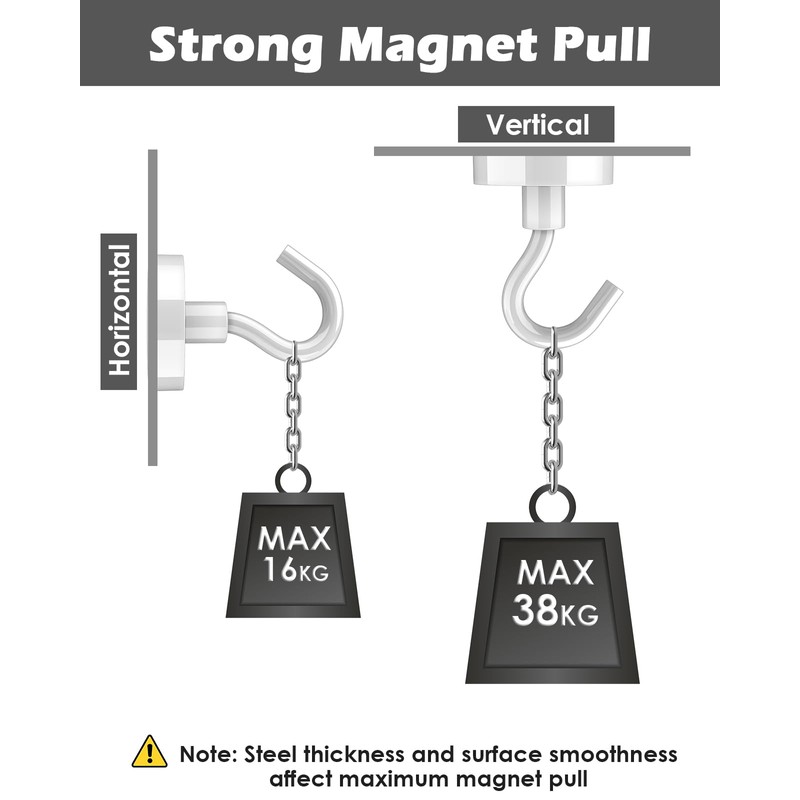 Lictin 6 Pack Magnetic Hooks, 80lb+ Extra Strong Magnet with