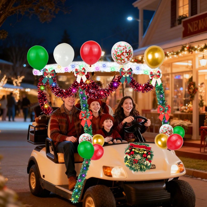 Golf Cart Decorations Kit,Parade Golf Cart Decoration Kit (Christmas)