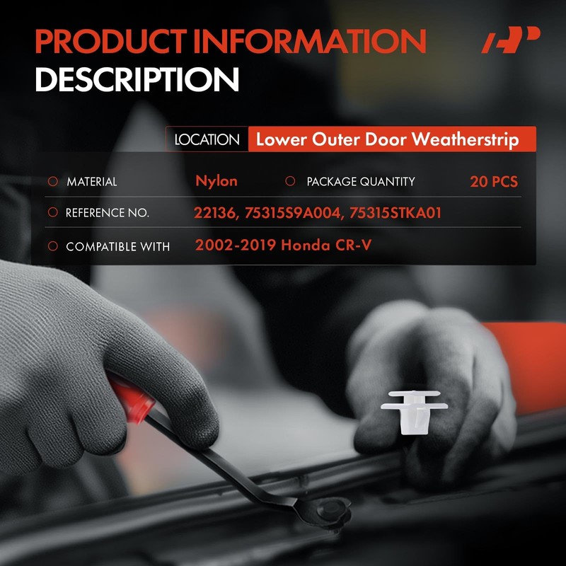 A-Premium 20PCS Nylon Lower Outer Door Weatherstrip Retainer Clip Compatible