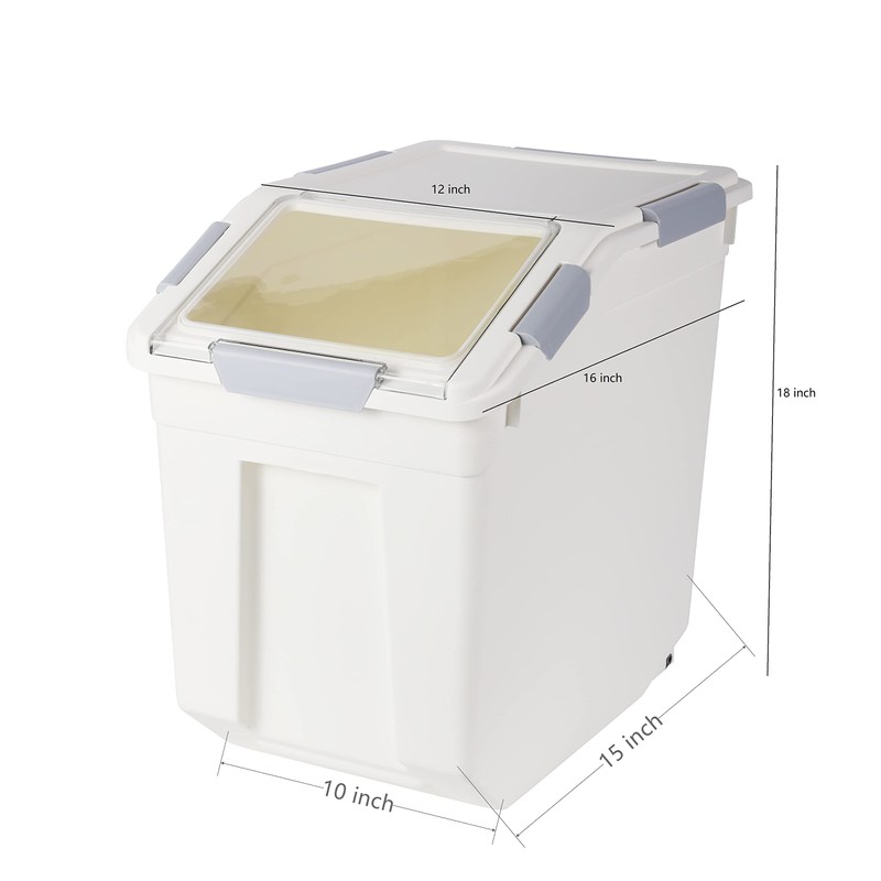 Flour Storage Container 25 lb (‎25 Liters) with Wheels Seal