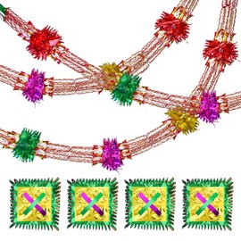 Christmas Ceiling Decorations, 4PCS Foil Garlands Christmas Hanging Decorations, Festive Hanging Decorations for Xmas New Year Decorations Party Supplies