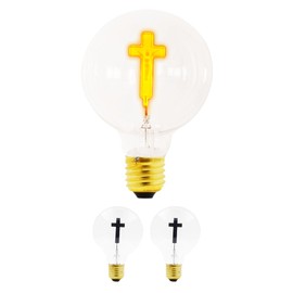 Mandala Crafts Christian Light Bulb Crucifix Bulb Jesus on The Cross Catholic Novelty Bulb 3W 120V for Pendant String Night Light (Standard Base 2 Bulbs)