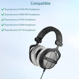HAIZEEN Ear Pads Compatible with Beyerdynamic DT990 PRO/DT880 PRO/DT770 Headphones Headband Replacement Cushion (Soft Leather)