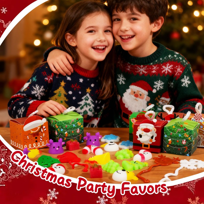 Timlotti 74Pcs Christmas Party Favors with Gift Boxes Goodie Bag
