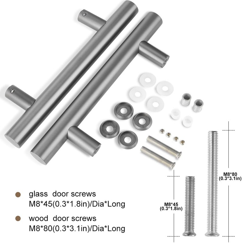 Ranbo Gray 8" (CTC) Back to Back Shower Door Handle,