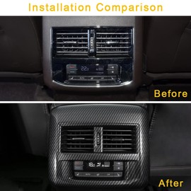 CHICHENKJ 1 PC Back Air Vent Cover for Volkswagen Atlas 2018 2019 2020 2021 2022 2023 Atlas Cross Sport Accessories ABS Carbon Fiber Pattern