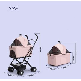 3 in 1 Dog Stroller 4 Wheels Folding Pet Stroller with Detachable Carrier Multifunction Dog Travel Carrier Portable Pet Jogging Stroller for Medium Small Dogs Cats(Pink)