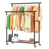 MISSLO Double Rods Garment Rack Heavy Duty Clothing Rack for