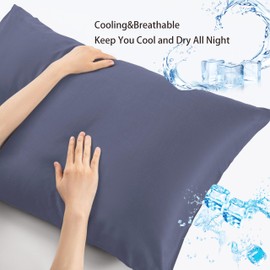 NookZuzu Dark Gray Cool Pillow Cases Set of 2,Standard 20"x26" Cool Pillow Covers Envelope Cooling Pillow Cases,Cool Silky Breathable Pillowcase for Hot Sleepers,Luxuriously Soft Pillowcase