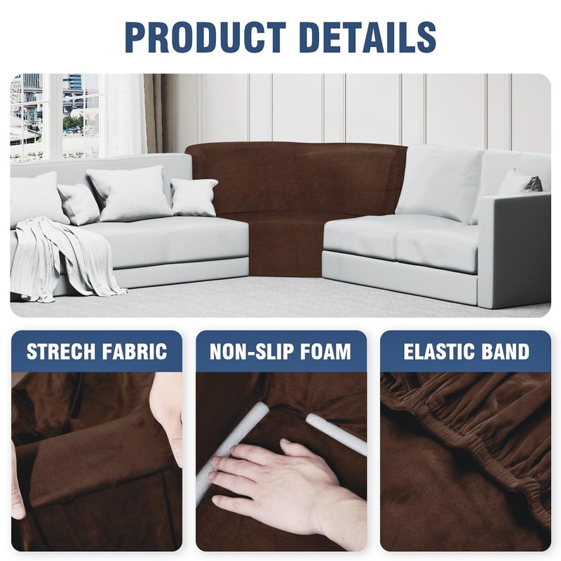 AHUAWA Corner Couch Cover, Stretch Velvet Corner Sofa Cover Furniture