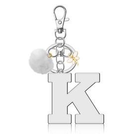 Ximalun Letter A-Z Keyring for Women Girls Alphabet Keyring Initial Letter Keyring Initial Letter Pendant with Key Ring Cute Car Keyring for Wallet Backpack Bag Charm