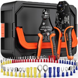 SOMELINE Crimping Tool for Insulated Electrical Wire Connectors Kit, with 51 Sizes Wire Terminals and 22-10 AWG Ratchet Crimping Pliers and Stripping Pliers – for Automotive & Electrical Repairs