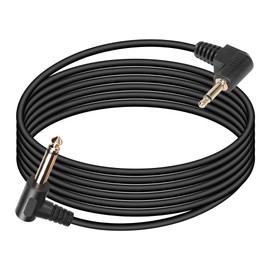 SinLoon 6.35mm to 3.5mm TS Cable 1/4" Mono Male to 1/8" TS Mono Male 90 Degree Angle Plug Adapter Audio Cable Compatible for Laptop, Home Theater Devices and Amplifiers