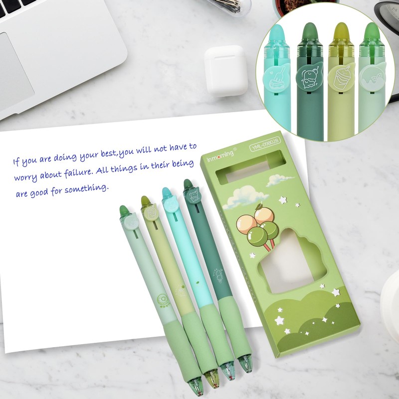 Linkgood 4 Stück Radierbarer Kugelschreiber, Erasable Pen Set einziehbare Tintenroller