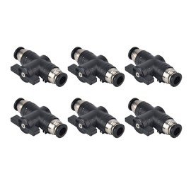 Sporgo Pneumatic Connectors 6 mm: Pneumatic Ball Valve for Connecting Pneumatic Hoses, Pneumatic Compressed Air Shut-off Valve, Round Cord for Gas Quick Coupling, Pack of 6