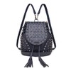 Faux Leather Studded Embossed Skull Chain Backpack Shoulder Bag (Navy)
