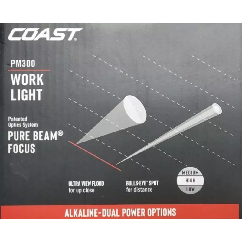 Coast Work Light PM300 Pure Beam Focus 1000 Lumen Magnetic