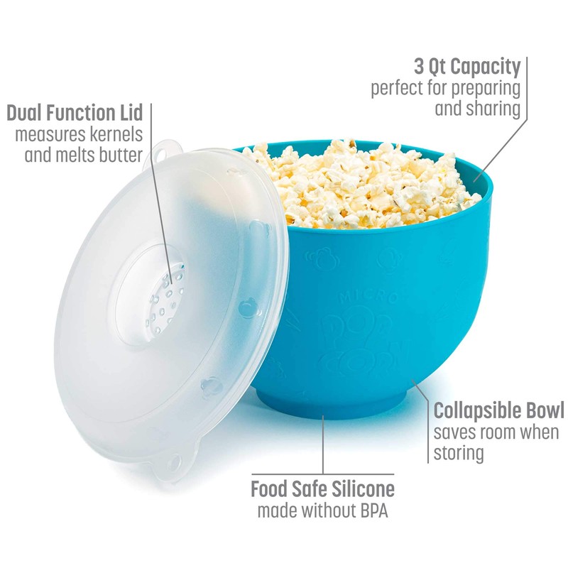 Goodful Silicone Popcorn Popper, Collapsible Hot Air Microwavable Popcorn Maker,