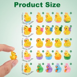 75stk Kleine Oster Enten aus Harz, 5 Stile und 5 Farben Mikro Enten mit Schmetterling Hasenohr Karotte Korb Eierschale Element als Osterfest Dekoration und Gastgeschenk