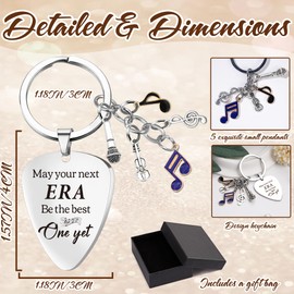 Cool Music Lovers Gift Keychain - Inspirational Quotes May Your Next Era Be The Best One Yet Keychains for Men Women Gifts, Guitar Note Pendant Keyring for Musicians Teachers Friends Birthday