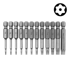 Bestgle 12pcs T5-T40 Torx Head Screwdriver Bit Set 1/4 Inch Hex Shank Security Tamper Proof Magnetic Torx Bit Screw Driver Kit Tool, 50mm