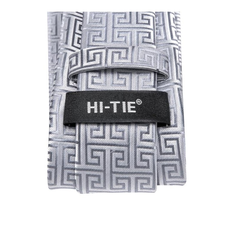 Hi-Tie Mens Tie Lapel Pin Set Pocket Square Cufflinks Woven