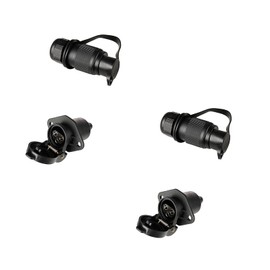 BEIJISTAR 2 x 3 pol Stecker und Steckdose, 3 Poliger Stecker Steckdose 12V Traktor, Nach DIN 9680, Flachsteckanschluss für 12V Systeme, Stecker 3 Polig für Anhänger Landmaschine (2-Loch Montagepunkt)