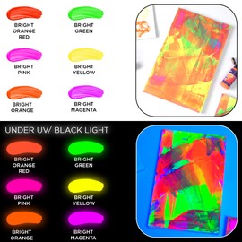 BLUEBIRD Signature Neon Acrylic Paint Set, Fluorescent Colors, 6-Pack 2.5 Fl Oz Tubes, Heavy Body, Acrylic Paints For Professionals, Students, Adults, & Artists