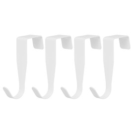 uxcell Over The Door Hook, 4 Pack - Carbon Steel Cabinet Door Single Hooks, Metal Door Hanger for Home Kitchen Decoration (White)