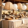 Print Burlap Paper Lanterns, 8 Pcs Boho Hanging Lanterns with