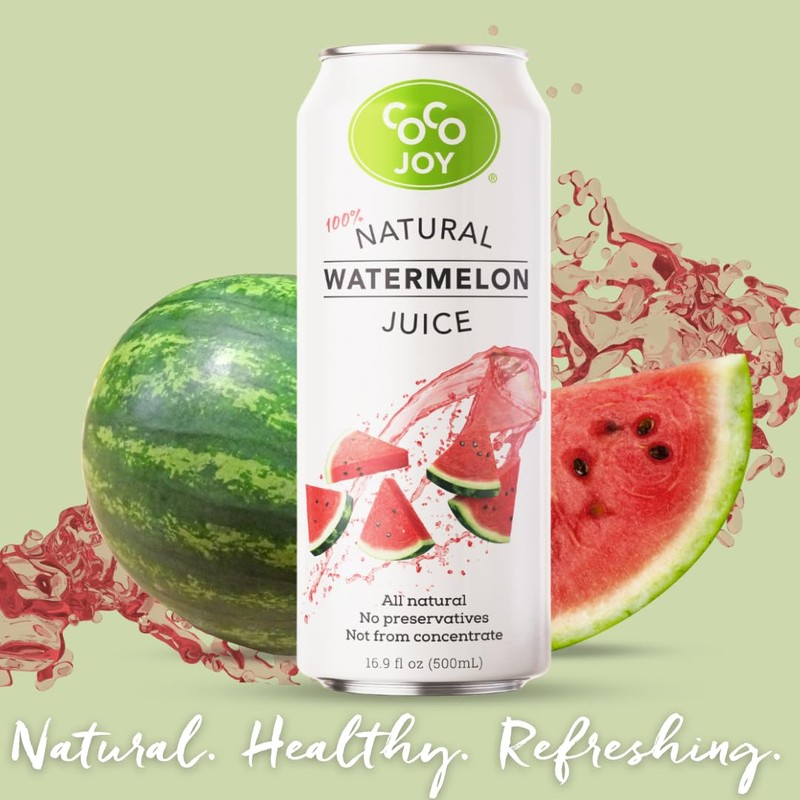 CoCo Joy 100% Natural Watermelon Juice, (12-Pack) Low-Calorie Watermelon Drink