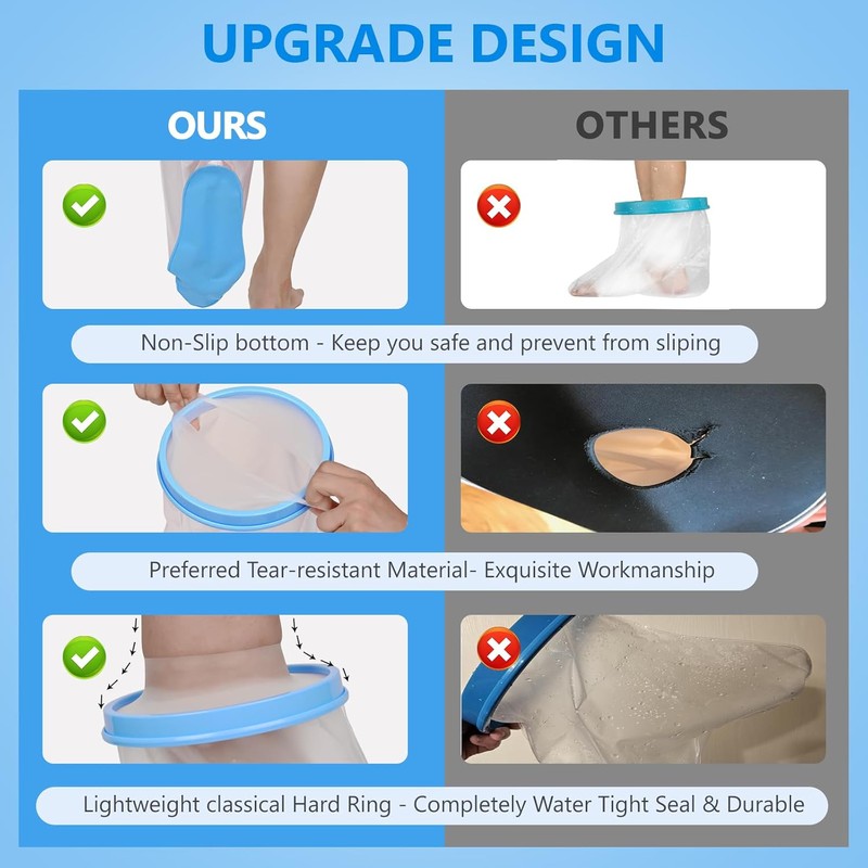 100% Waterproof Extra Wide Leg Cast Cover for Shower with