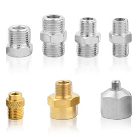 OPHIR 7 Pieces Airbrush Adapter, Professional Airbrush Hose Adapter 1/4 to 1/8, Airbrush Fittings Airbrush Connector for Air Brush Hose, Airbrush Compressor Adapter Kit Gold and Silver