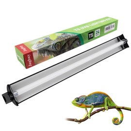 Jugbuy UVB Reptile Light Kit, 24W T5 Lamp Fixture and 5.0 UVB Tube Combo, Linear Lighting Bar Ideal for Tropical Reptiles Bearded Dragon Hermit Crab Turtle Leopard Gecko Tank Chameleons Iguanas Snake