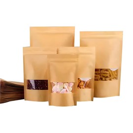 10-200x Stand Up Bag Kraft Paper Seal Packaging Window Zip Lock Pouch Sealing AU