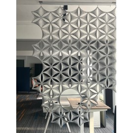 OSHIYINN Hanging Room Divider-12Pcs 3D DIY Hexagram Felt Surface High Density Polyester Fiber Board Flower Venus 14"x12" Cut Room Home Office Decoratio Screen Partition(Silver Grey)