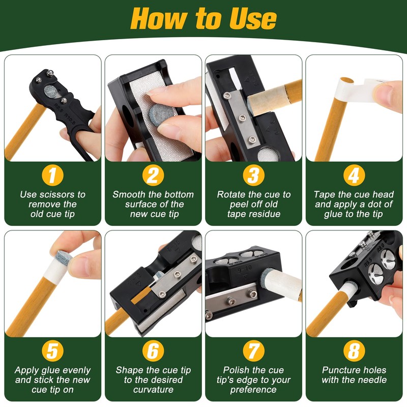 Solaradgy Billiards Pool cue Tips Replacement kit, Professional Pool Cue