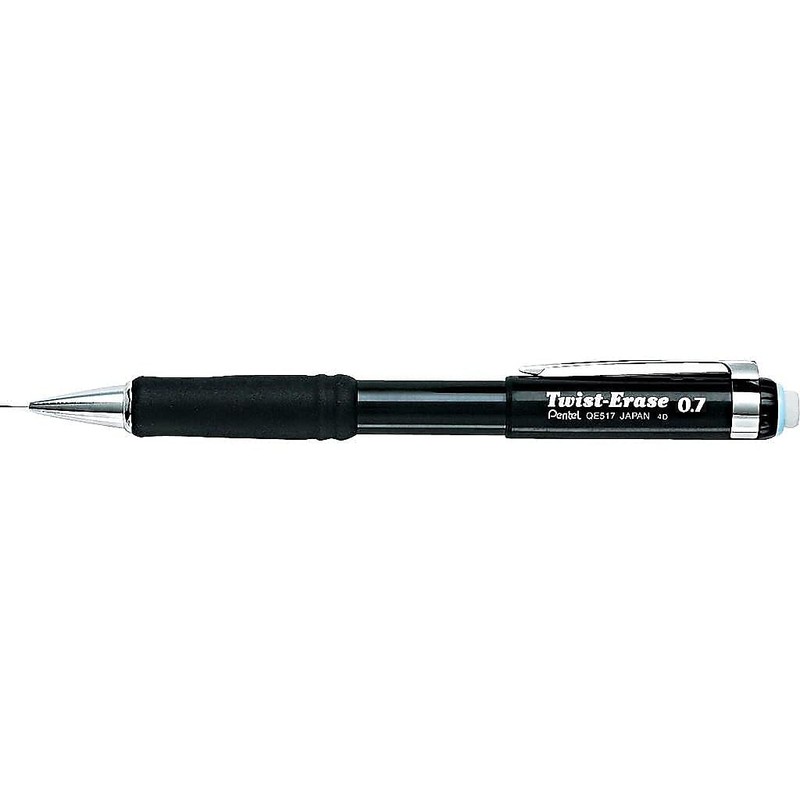 Pentel QE517A Twist-Erase III Mechanical Pencil, 0.7 mm, Black Barrel