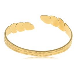 Made by Nami Women's Gold Bangle Boho Jewellery Made of Surgical Stainless Steel 316 Adjustable Waterproof Jewellery, One size, Stainless Steel, No Gemstone